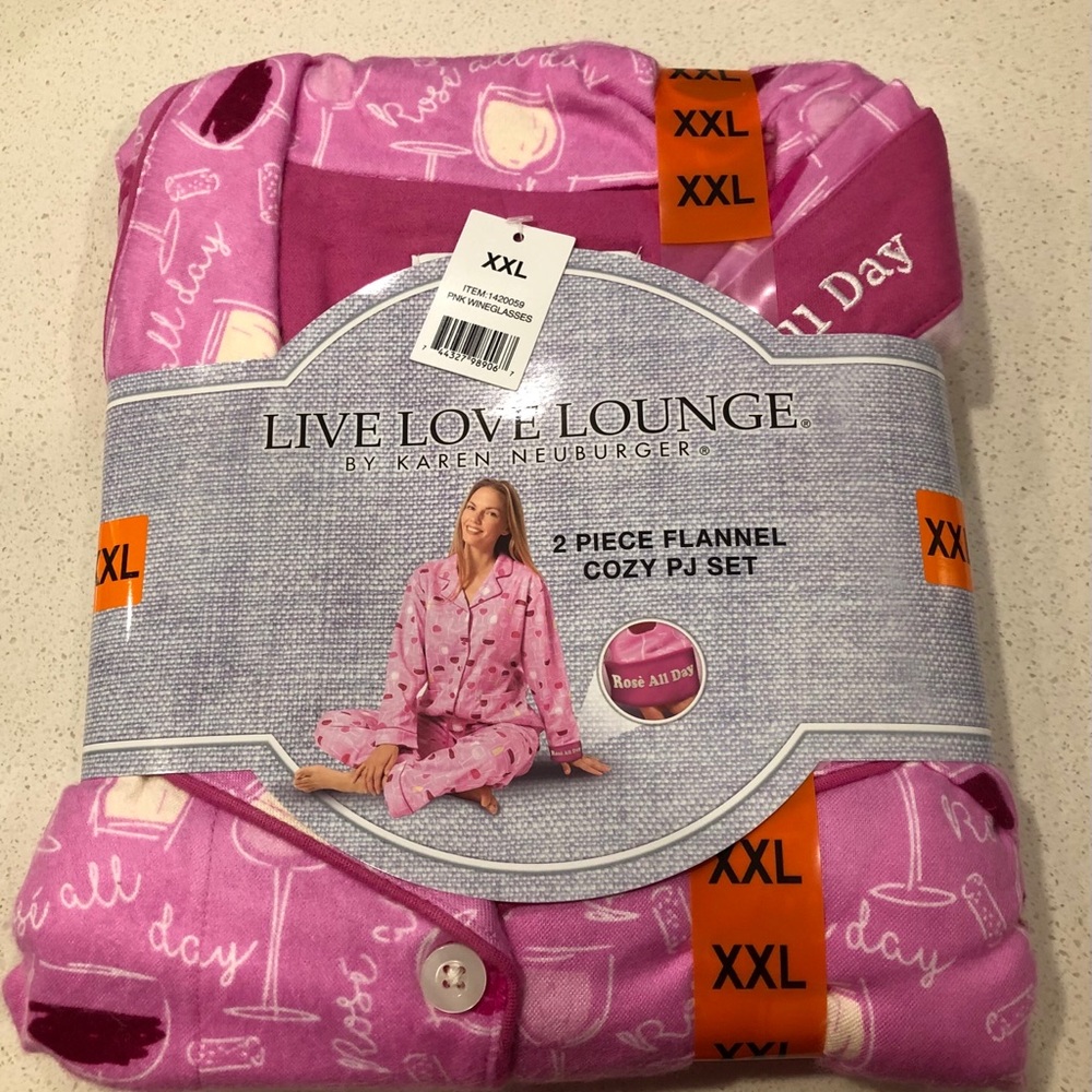 Live, Love, Lounge Flannel Pajama Set - Picture 5 of 6